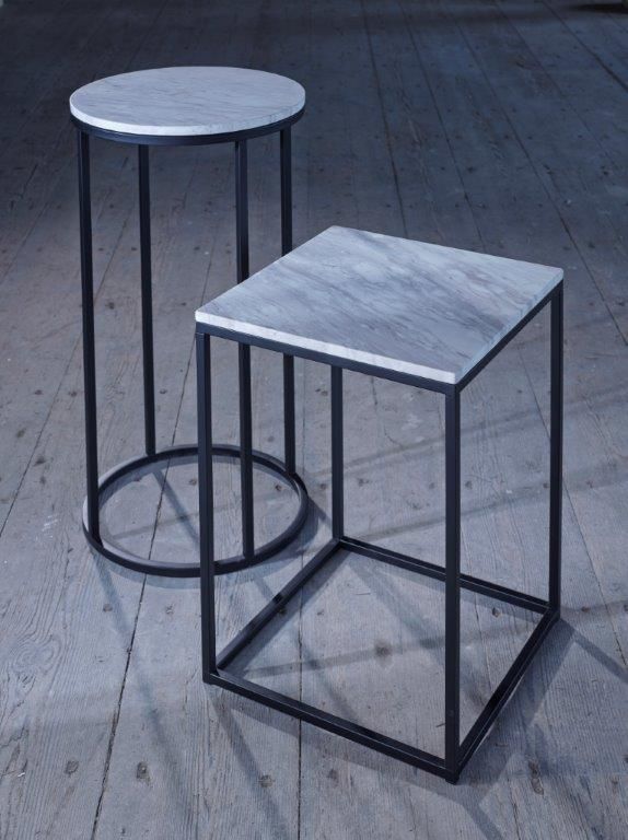 Product photograph of Gillmore Kensal White Marble With Black Base Square Side Table from Olivia's.