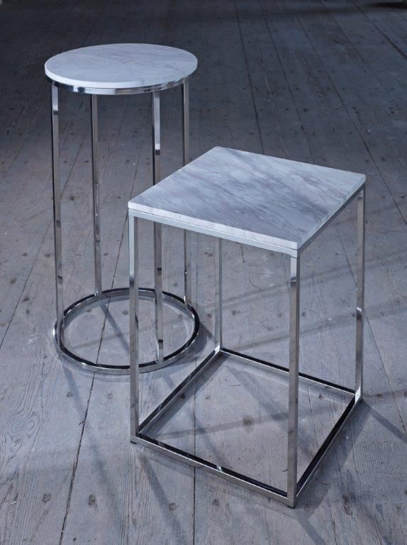 Product photograph of Gillmore Kensal White Marble With Polished Base Round Side Table from Olivia's.