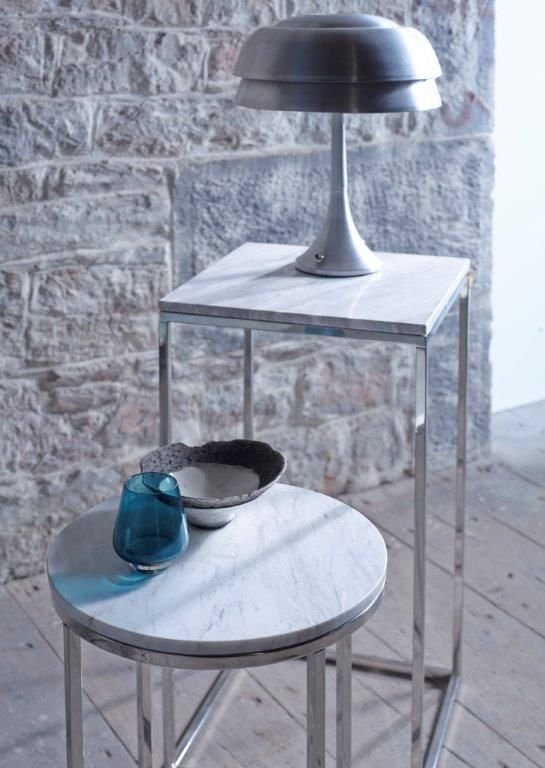 Product photograph of Gillmore Kensal White Marble With Polished Base Round Side Table from Olivia's.