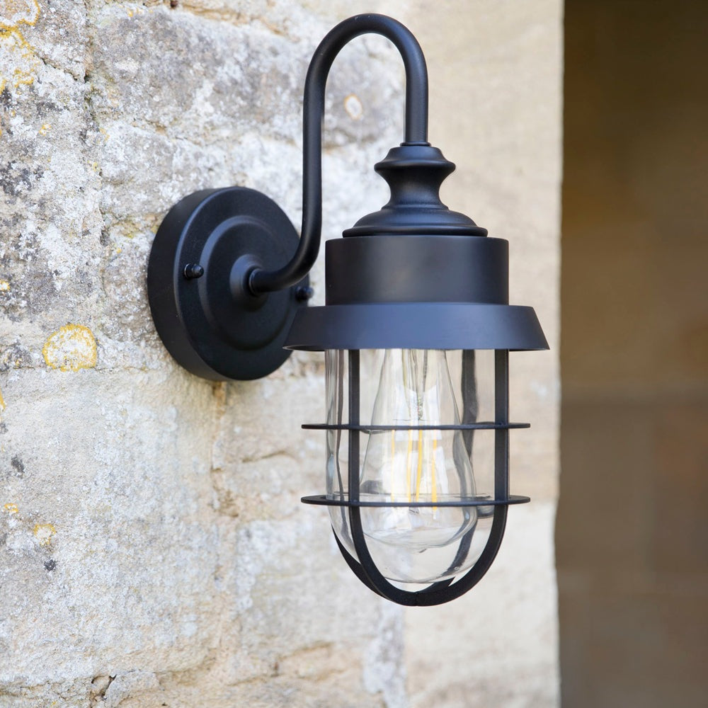 Product photograph of Garden Trading Edgeware Outdoor Caged Wall Light In Black from Olivia's