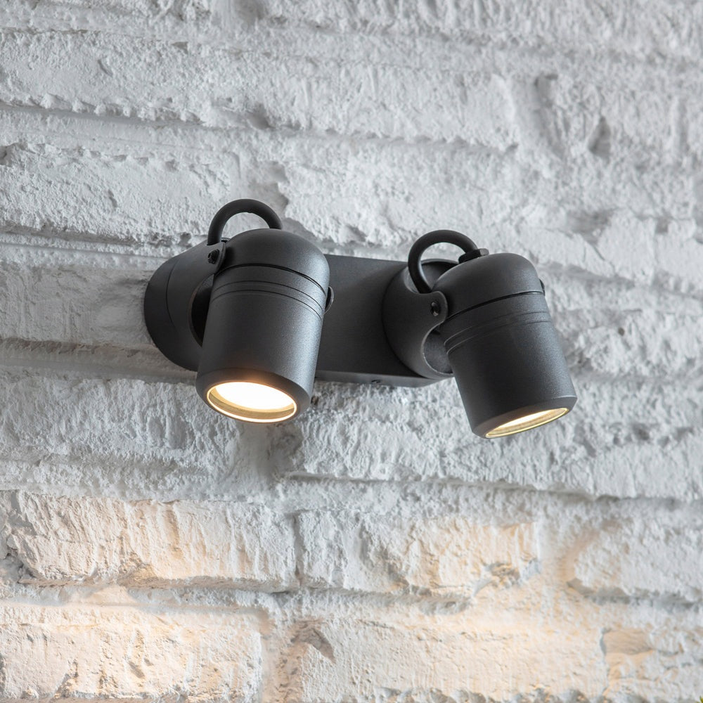 Product photograph of Garden Trading Bodnant Outdoor Double Wall Light In Carbon from Olivia's