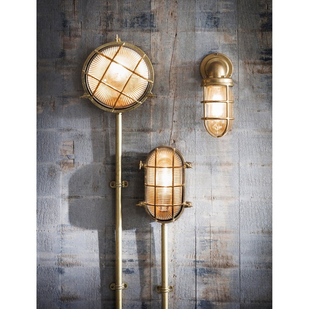 Product photograph of Garden Trading Devonport Bulkhead Wall Light Brass from Olivia's.