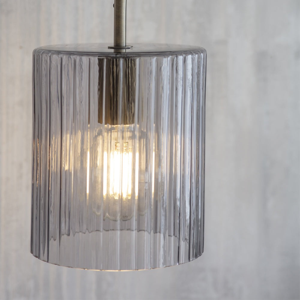 Product photograph of Garden Trading Clarendon Pendant Light In Smoked Glass from Olivia's.