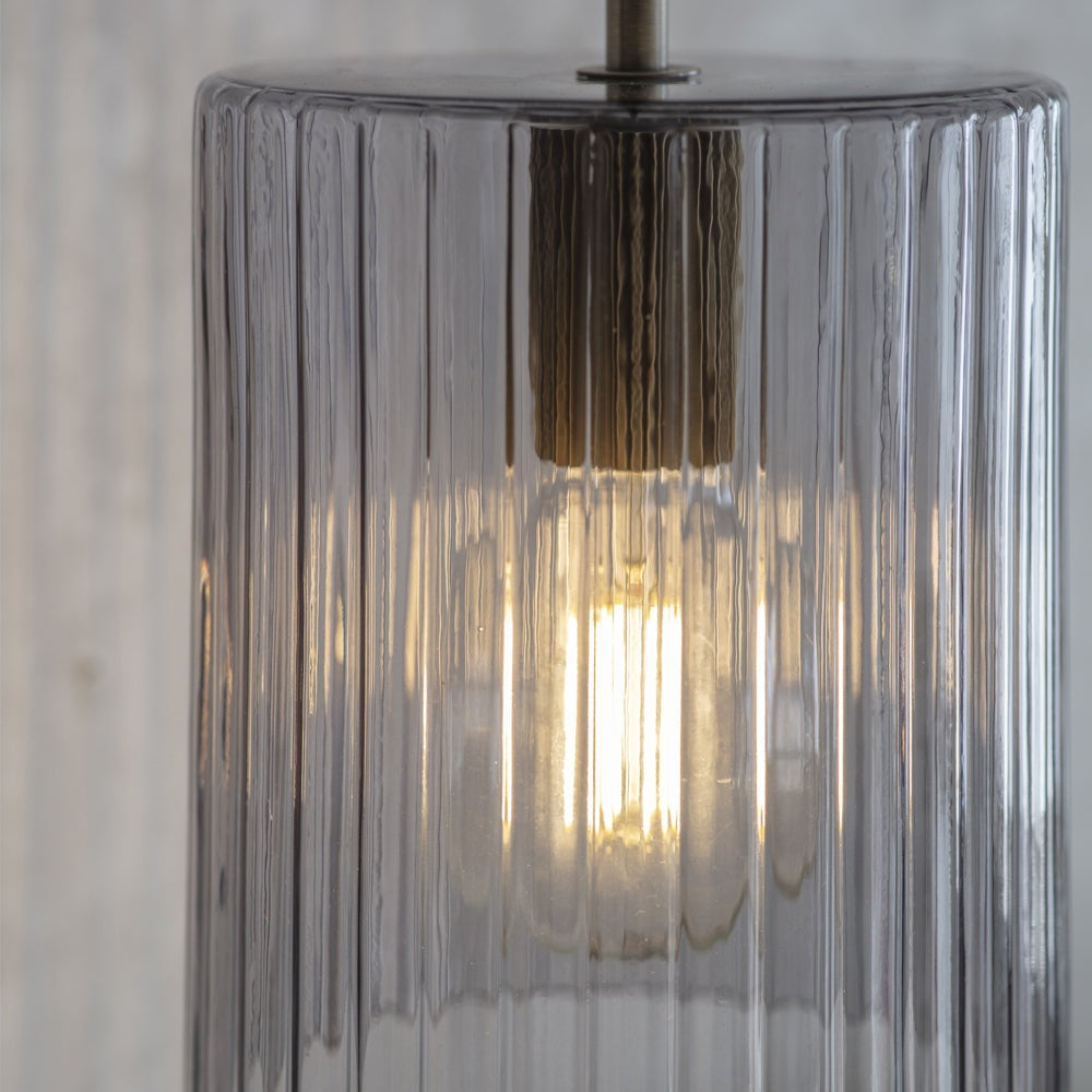 Product photograph of Garden Trading Clarendon Pendant Light In Smoked Glass from Olivia's.