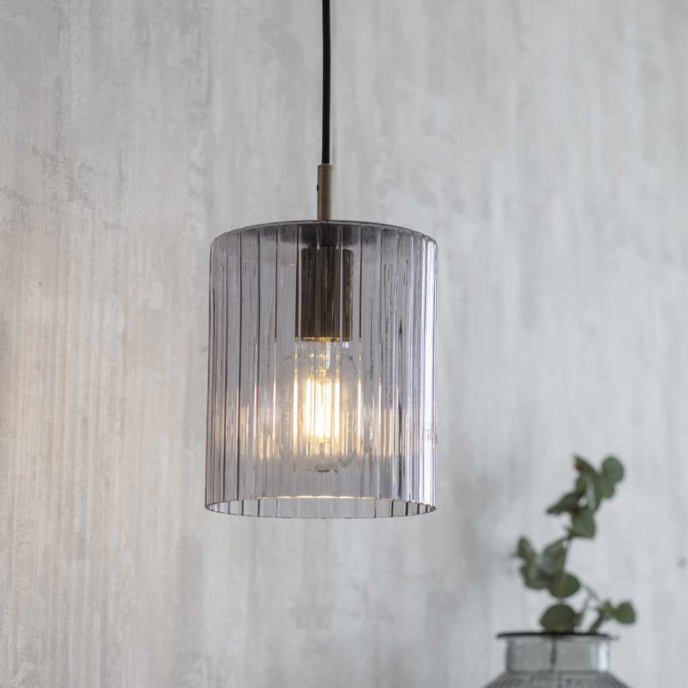 Garden Trading Clarendon Pendant Light In Smoked Glass