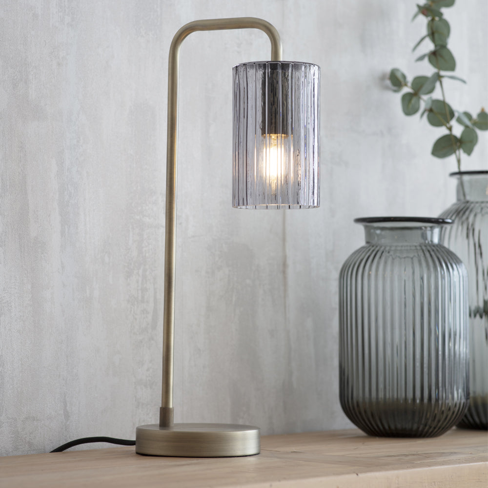 Product photograph of Garden Trading Clarendon Table Lamp In Smoked Glass from Olivia's.