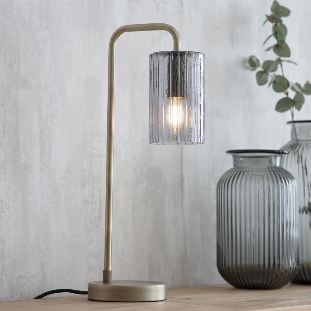 Product photograph of Garden Trading Clarendon Table Lamp In Smoked Glass from Olivia's