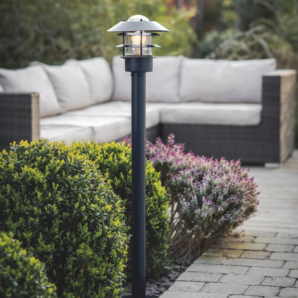 Product photograph of Garden Trading Strand Outdoor Post Lamp In Carbon from Olivia's