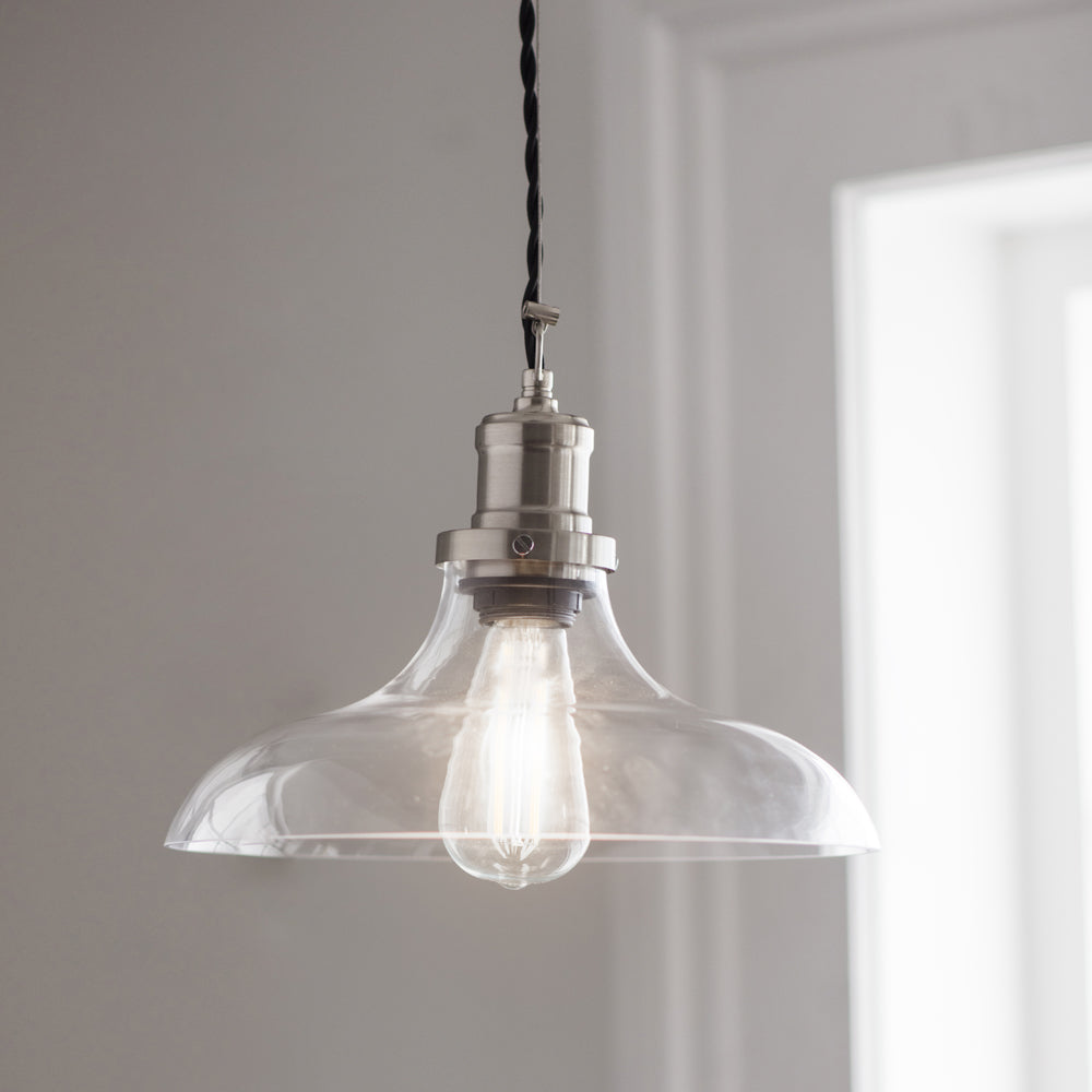 Product photograph of Garden Trading Hoxton Large Pendant Light In Satin Nickel from Olivia's