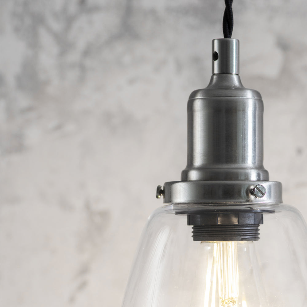 Product photograph of Garden Trading Hoxton Domed Pendant Light In Satin Nickel from Olivia's.