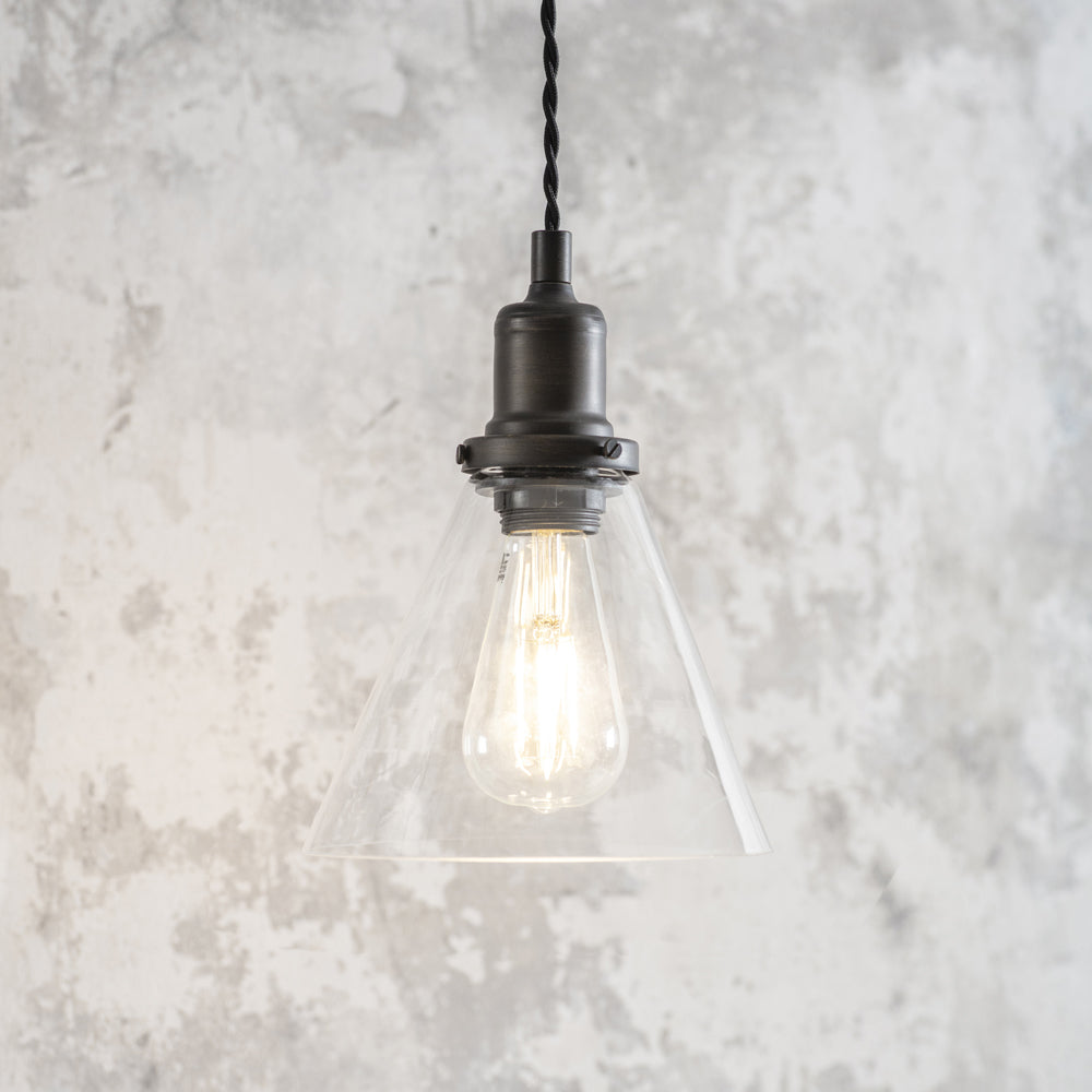 Product photograph of Garden Trading Hoxton Cone Pendant Light In Antique Bronze from Olivia's.