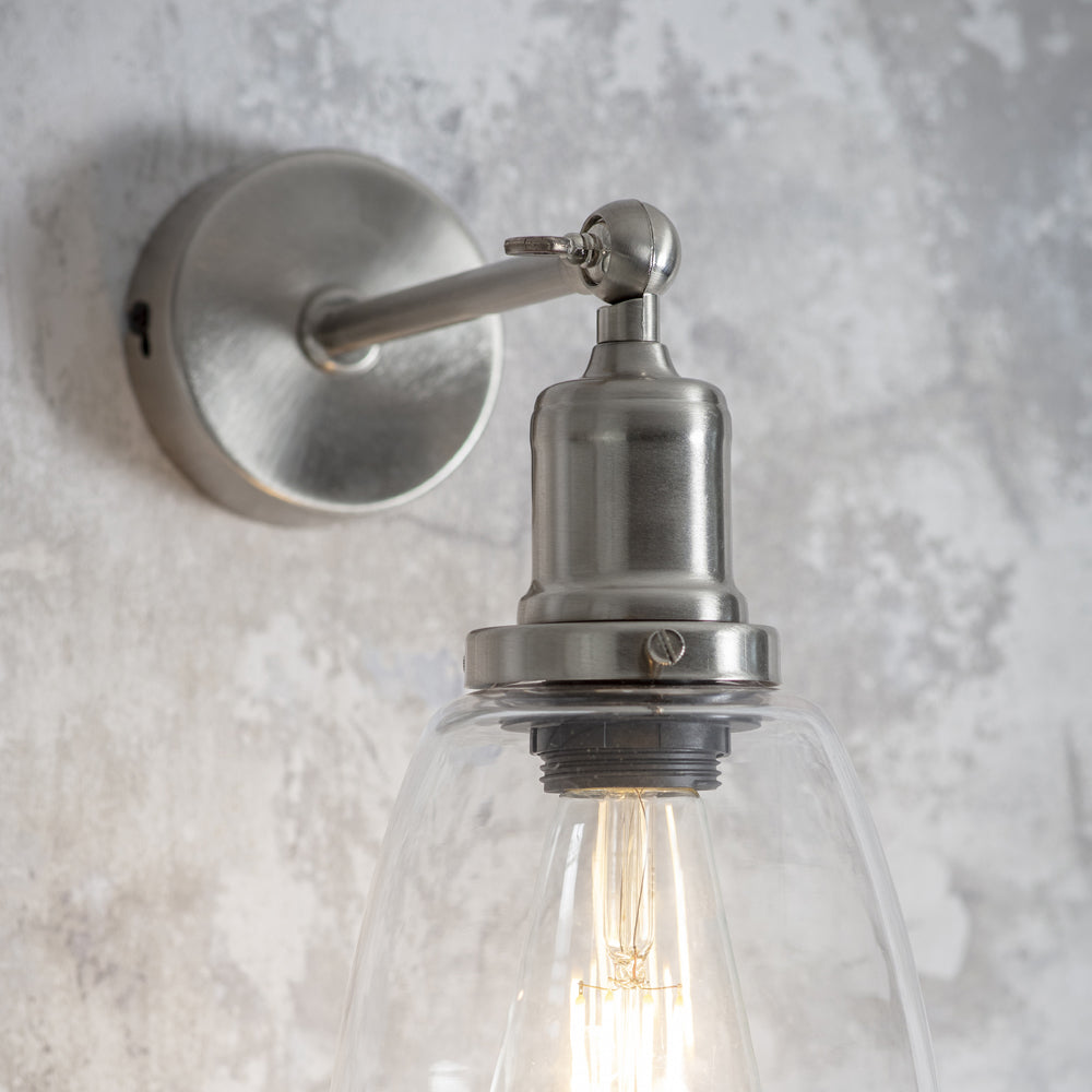 Product photograph of Garden Trading Hoxton Dome Wall Light In Satin Nickel from Olivia's.