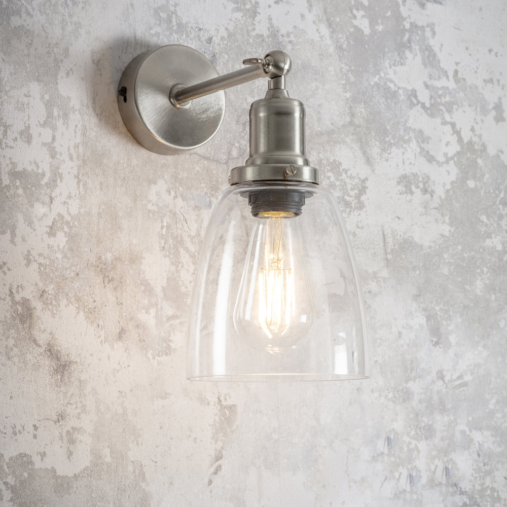 Product photograph of Garden Trading Hoxton Dome Wall Light In Satin Nickel from Olivia's