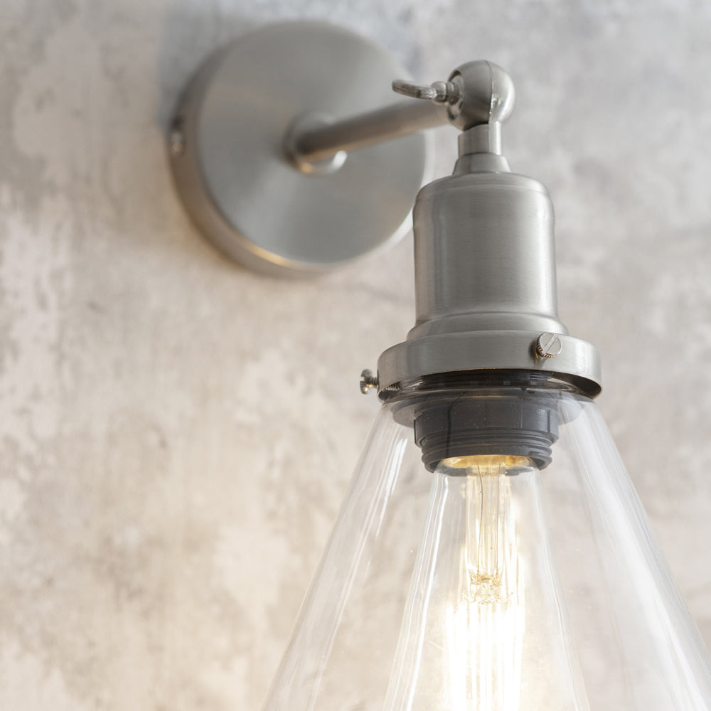 Product photograph of Garden Trading Hoxton Cone Wall Light In Satin Nickel from Olivia's.
