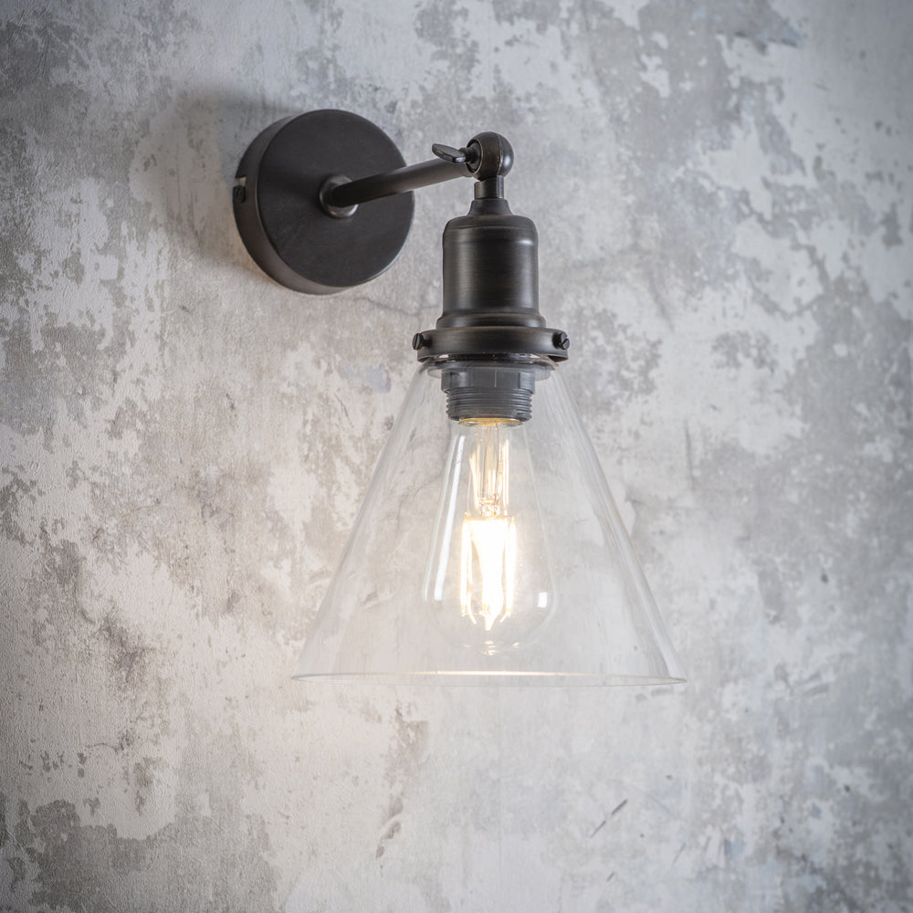 Product photograph of Garden Trading Hoxton Cone Wall Light In Antique Bronze from Olivia's