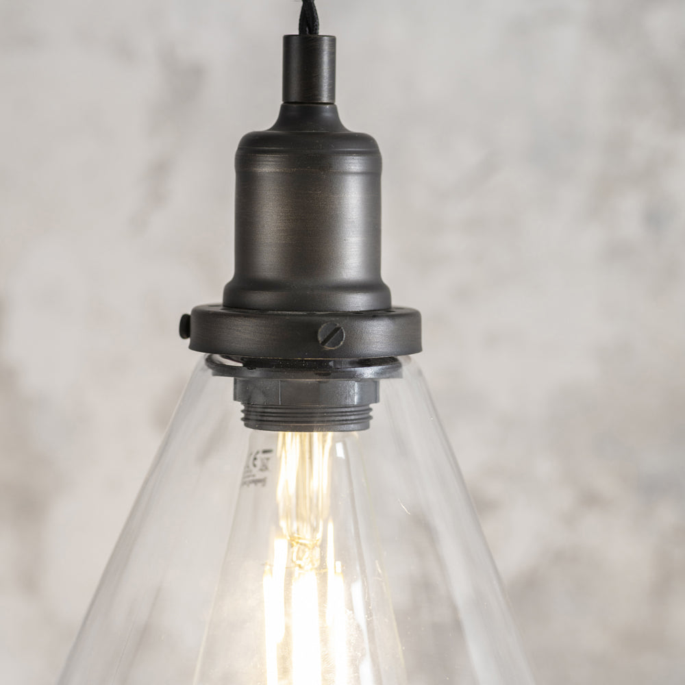 Product photograph of Garden Trading Trio Of Hoxton Cone Pendant Light In Antique Bronze from Olivia's.