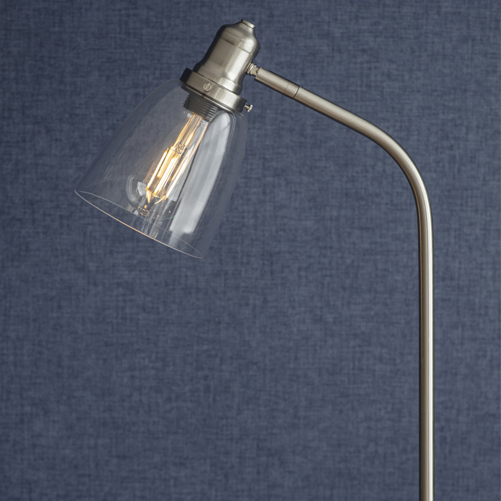 Product photograph of Garden Trading Hoxton Dome Floor Lamp In Satin Nickel from Olivia's.