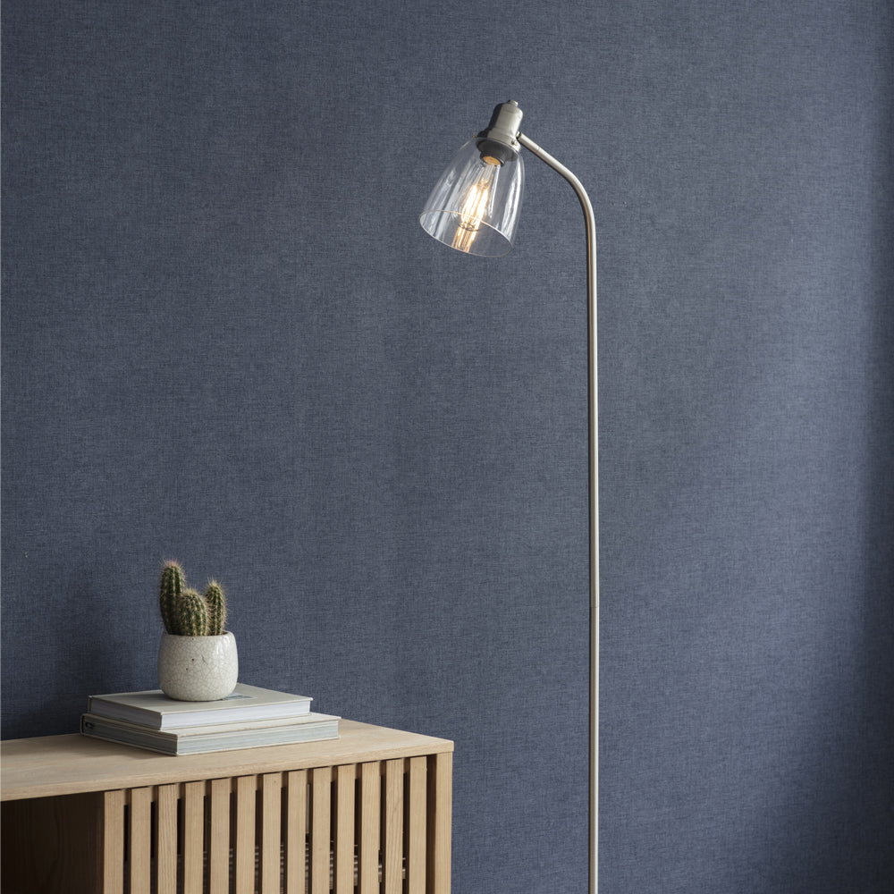 Product photograph of Garden Trading Hoxton Dome Floor Lamp In Satin Nickel from Olivia's