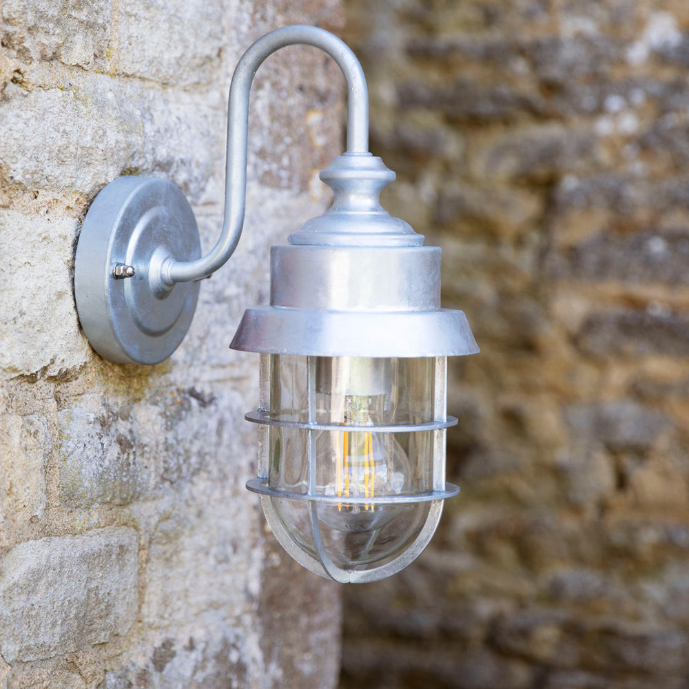 Product photograph of Garden Trading St Ives Outdoor Caged Wall Light - Galvanised Steel from Olivia's