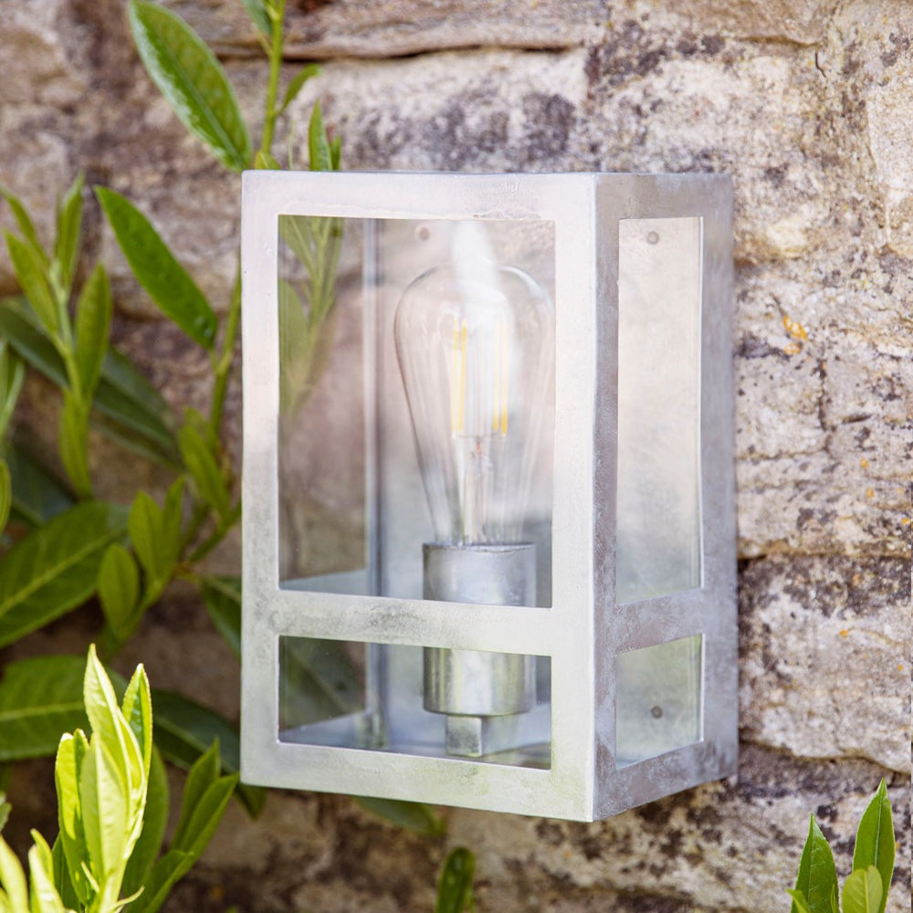 Product photograph of Garden Trading St Ives Outdoor Wall Lantern - Glavanised Steel from Olivia's