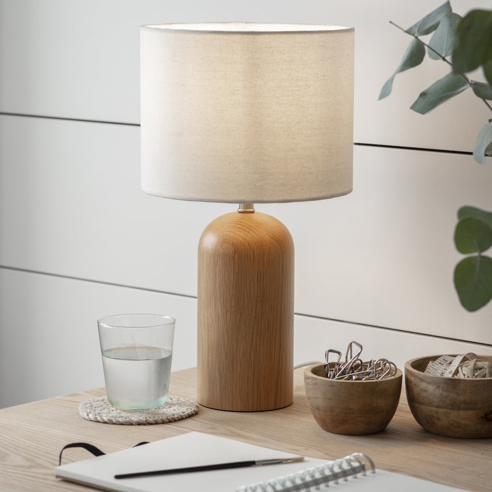 Garden Trading Kingsbury Table Lamp With Shade In White Oak