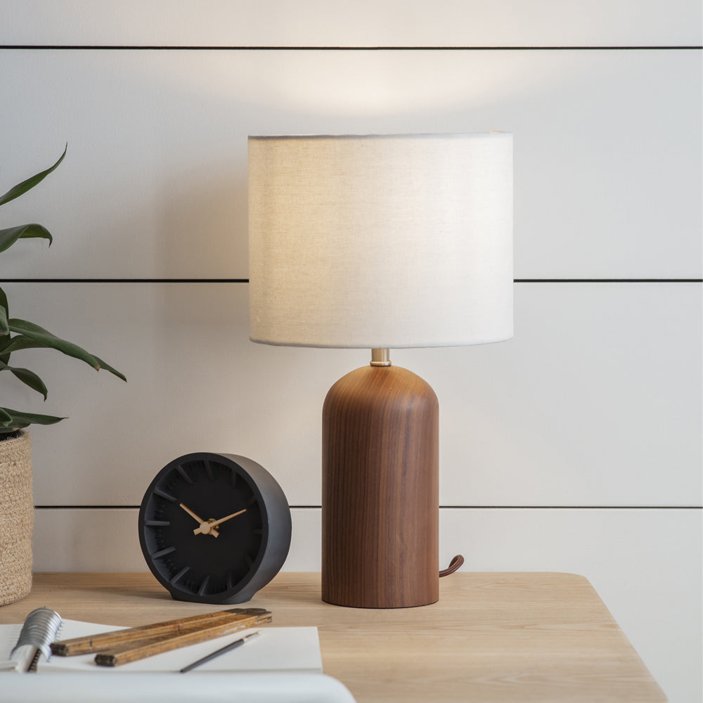 Product photograph of Garden Trading Kingsbury Table Lamp With Shade In White Walnut from Olivia's