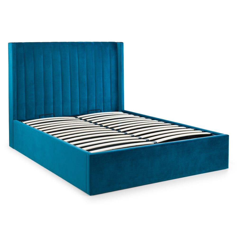 Product photograph of Olivia S Double Storage Bed With Scalloped Headboard In Teal from Olivia's.