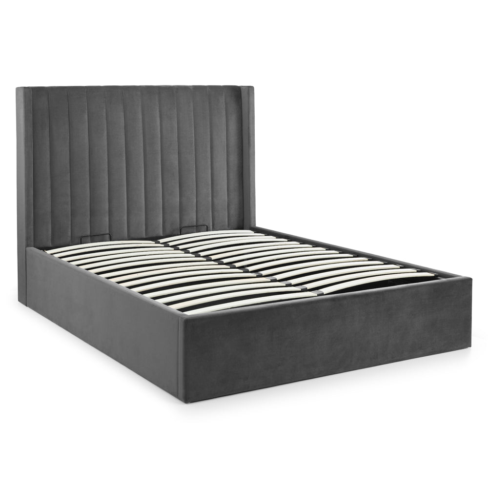 Product photograph of Olivia S Kingsize Storage Bed With Scalloped Headboard In Grey from Olivia's.