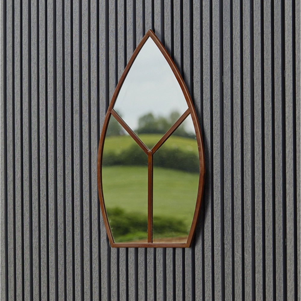 Product photograph of Ivyline Leaf Arch Outdoor Mirror Natural Rust from Olivia's.