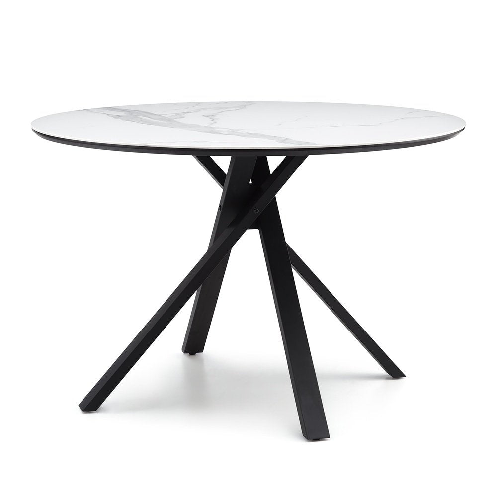 Product photograph of Liang And Eimil Aston Dining Table In White Ceramic And Matt Black from Olivia's