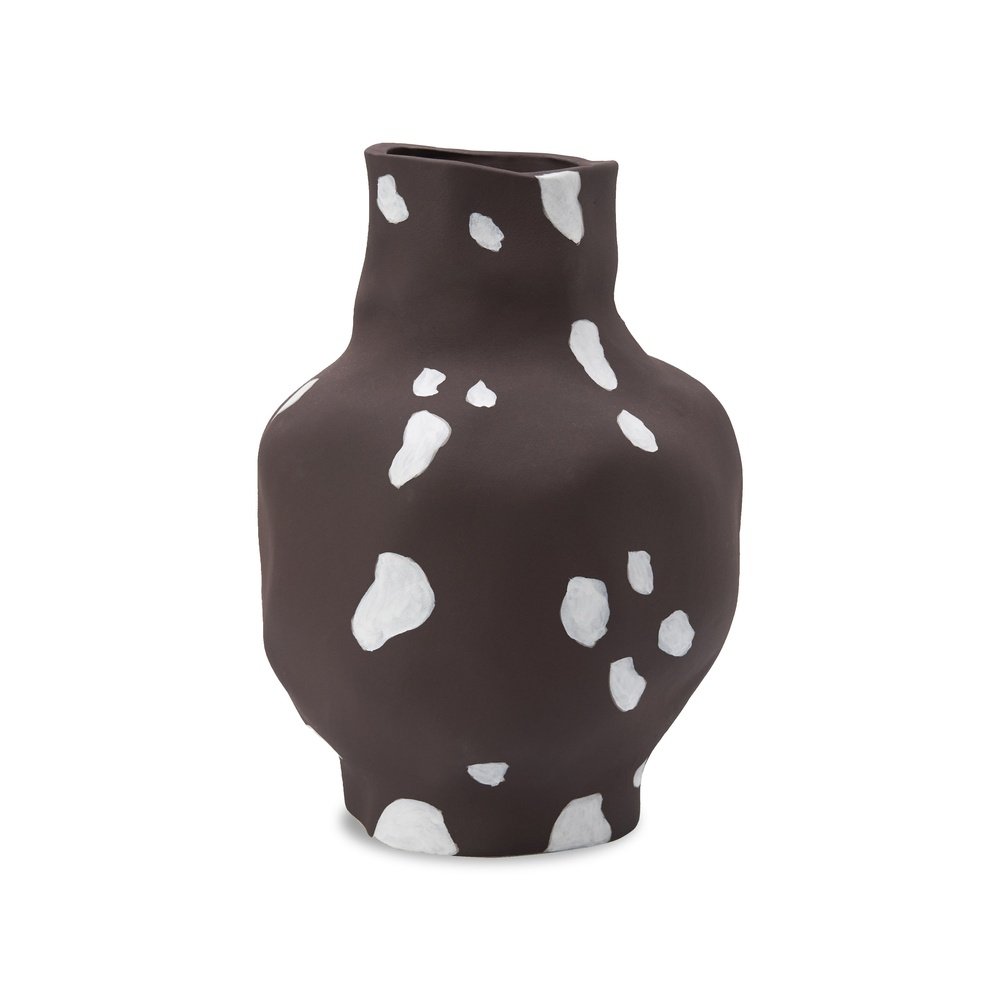 Liang And Eimil Bruno Ceramic Vase In Earth Brown And White