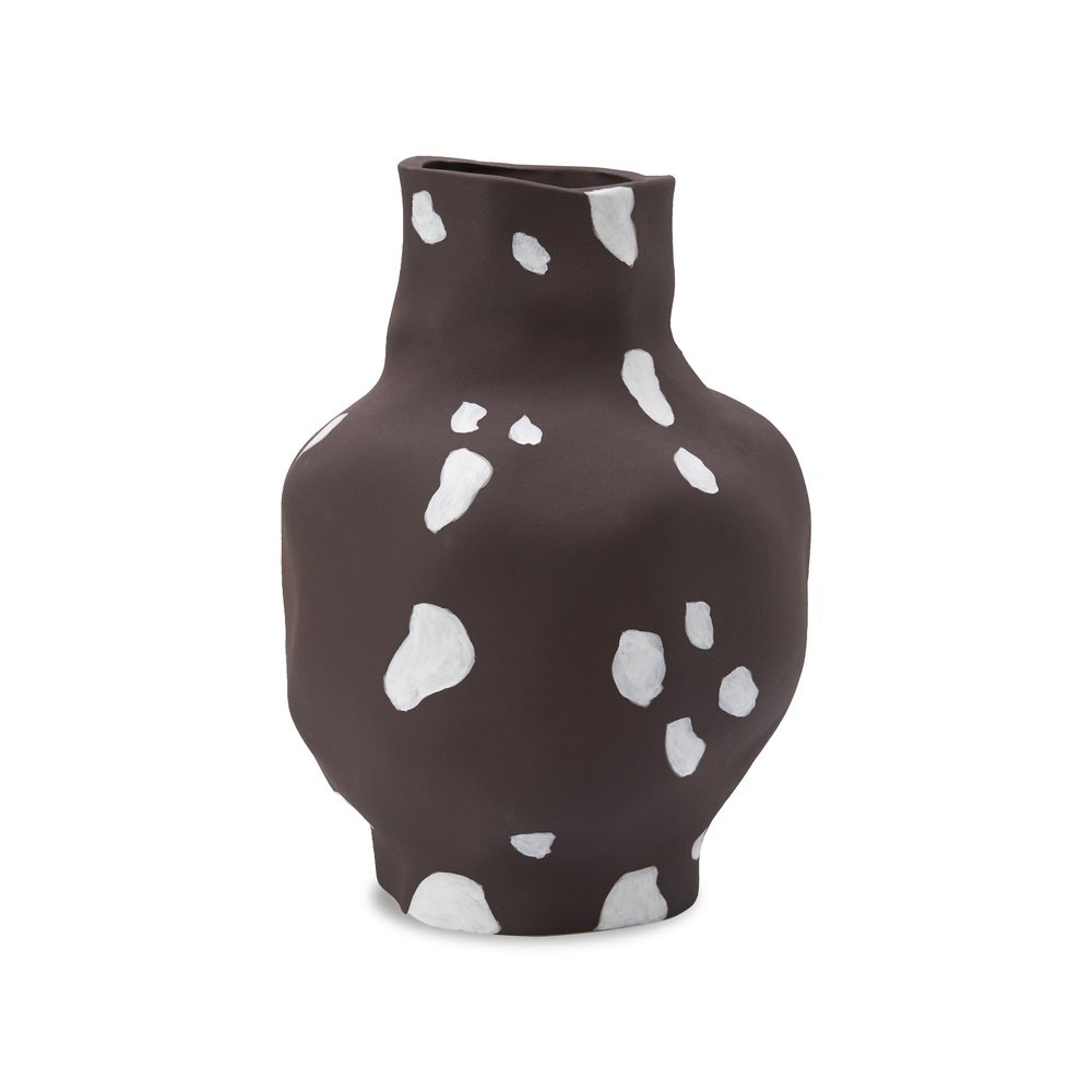 Product photograph of Liang And Eimil Bruno Ceramic Vase In Earth Brown And White from Olivia's