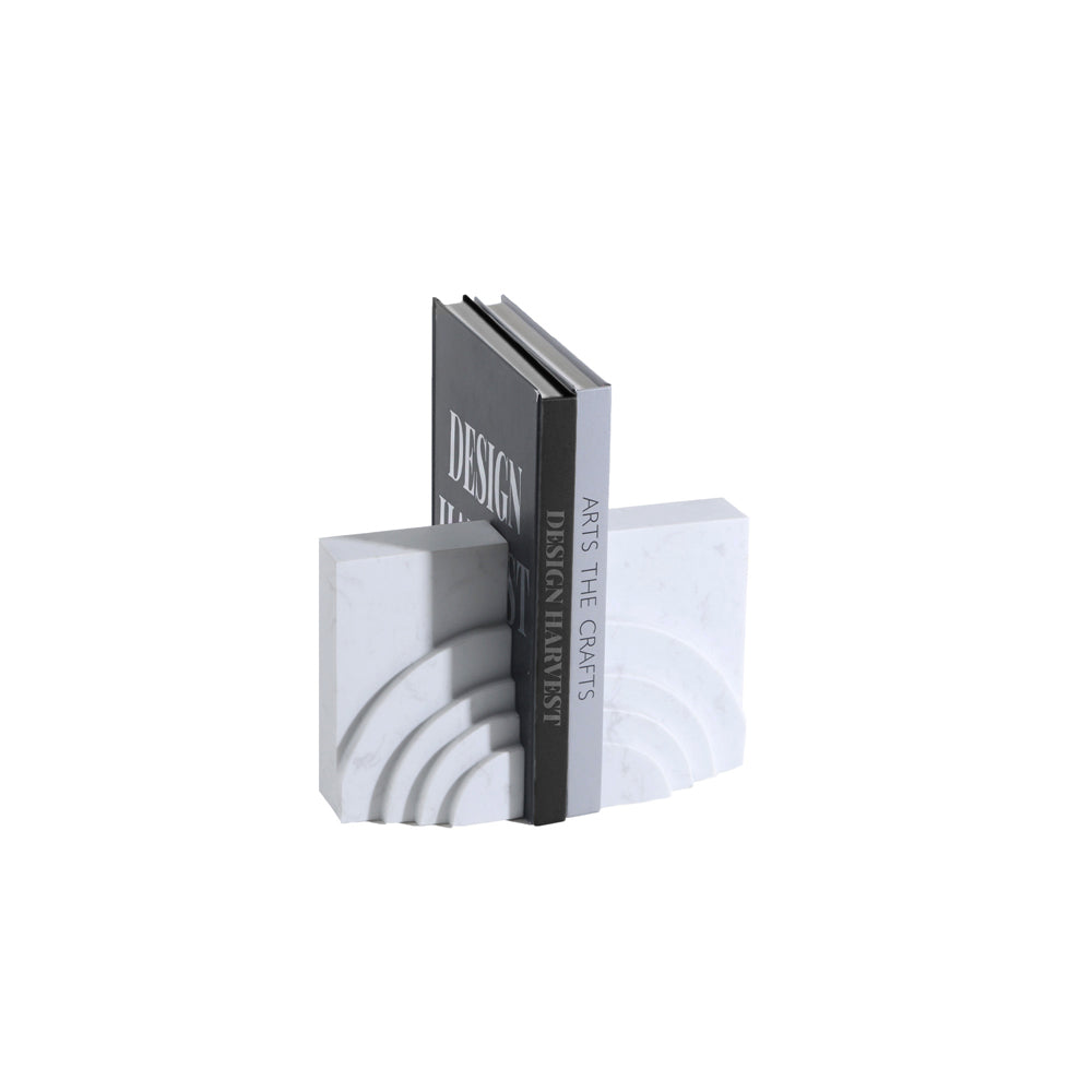 Product photograph of Liang Eimil Eccleston White Marble Bookends from Olivia's
