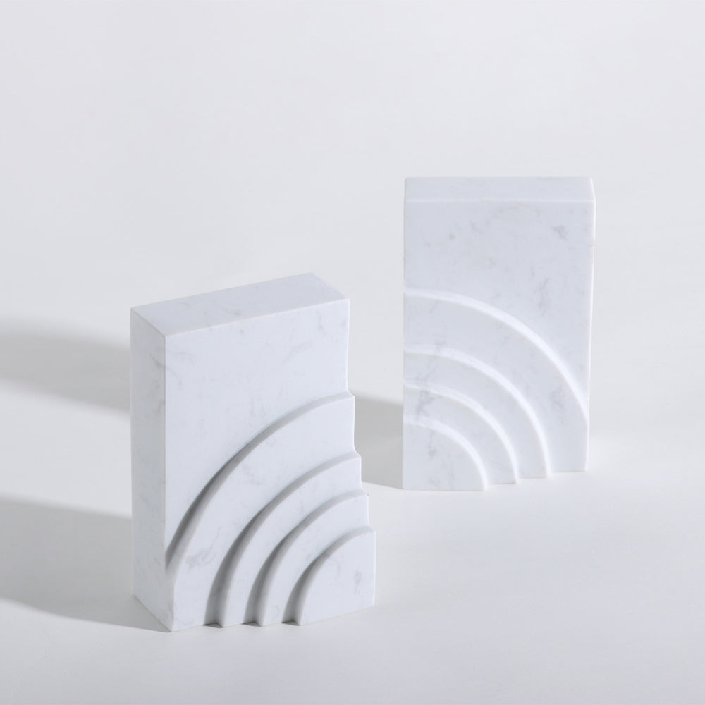 Product photograph of Liang Eimil Eccleston White Marble Bookends from Olivia's.