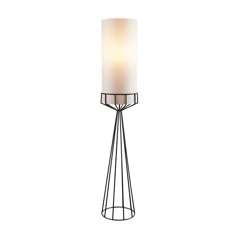 Product photograph of Liang Eimil Faro Floor Lamp - Matt Black White Linen from Olivia's