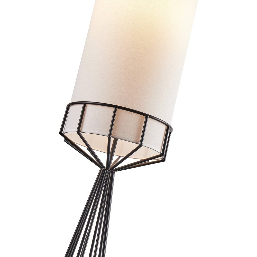 Product photograph of Liang Eimil Faro Floor Lamp - Matt Black White Linen from Olivia's.