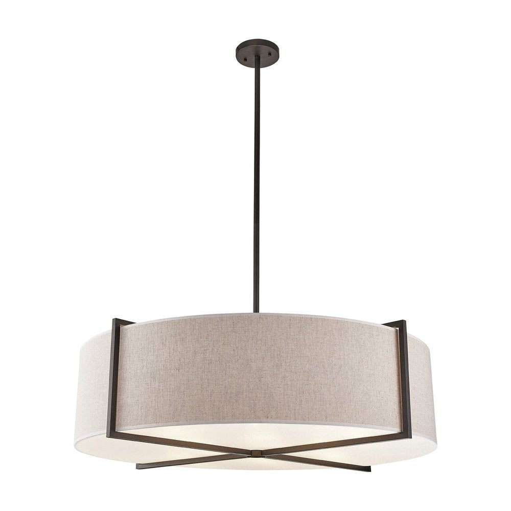 Product photograph of Liang Eimil Sanderson Pendant Lamp Large - Beige Linen Matt Black from Olivia's