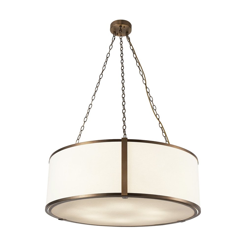 Product photograph of Liang Eimil Baltimore Pendant Lamp - Antique Brass White Linen from Olivia's