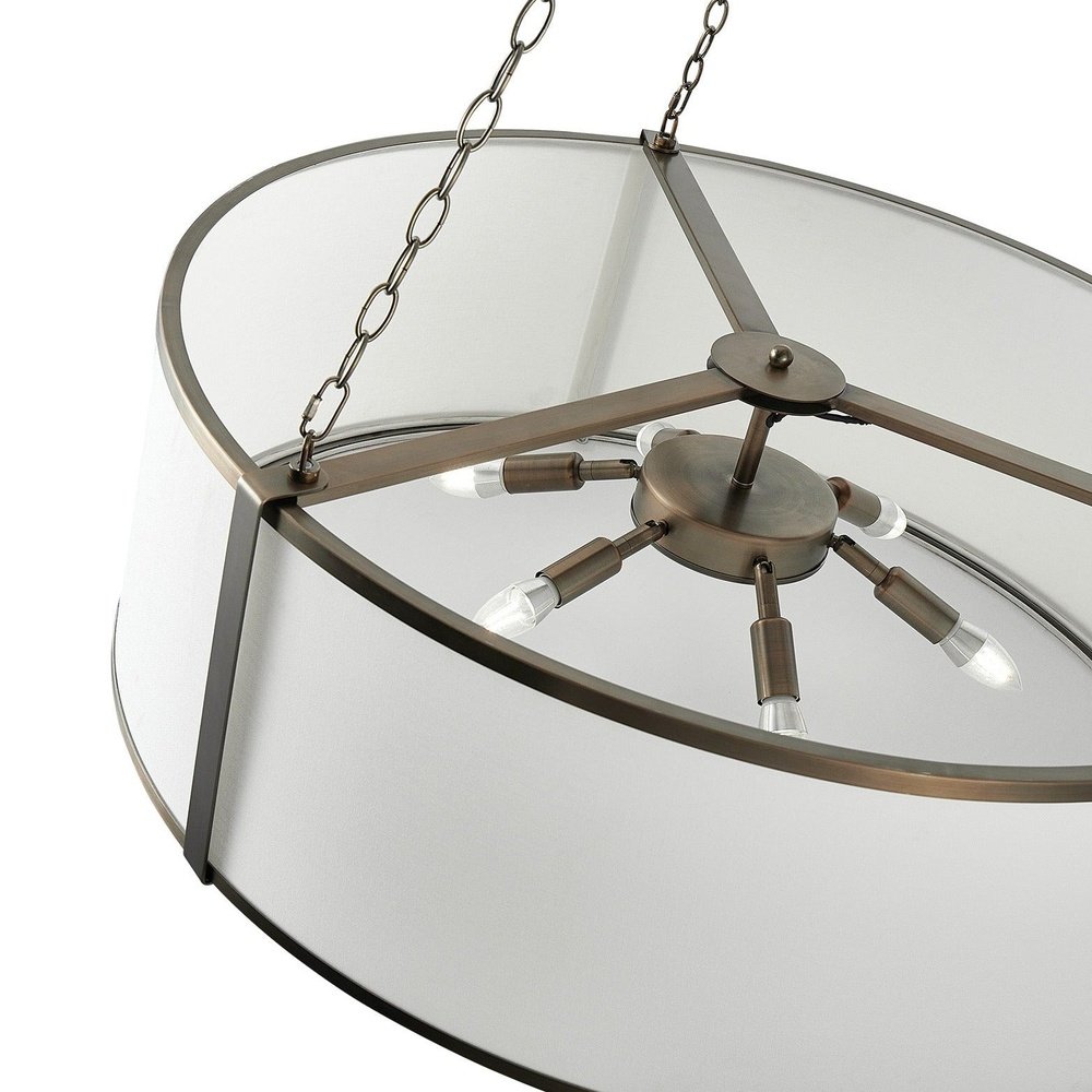 Product photograph of Liang Eimil Baltimore Pendant Lamp - Antique Brass White Linen from Olivia's.