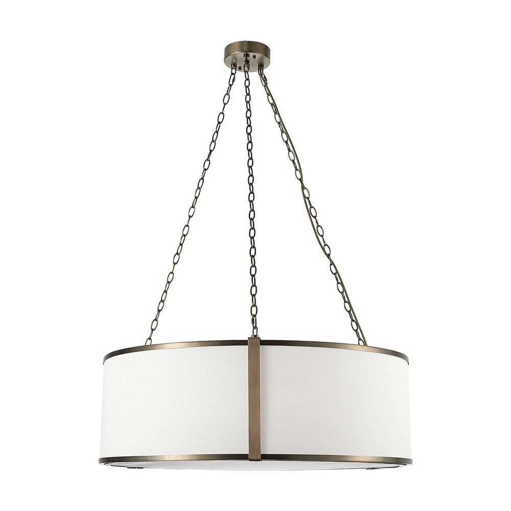 Product photograph of Liang Eimil Baltimore Pendant Lamp - Antique Brass White Linen from Olivia's.