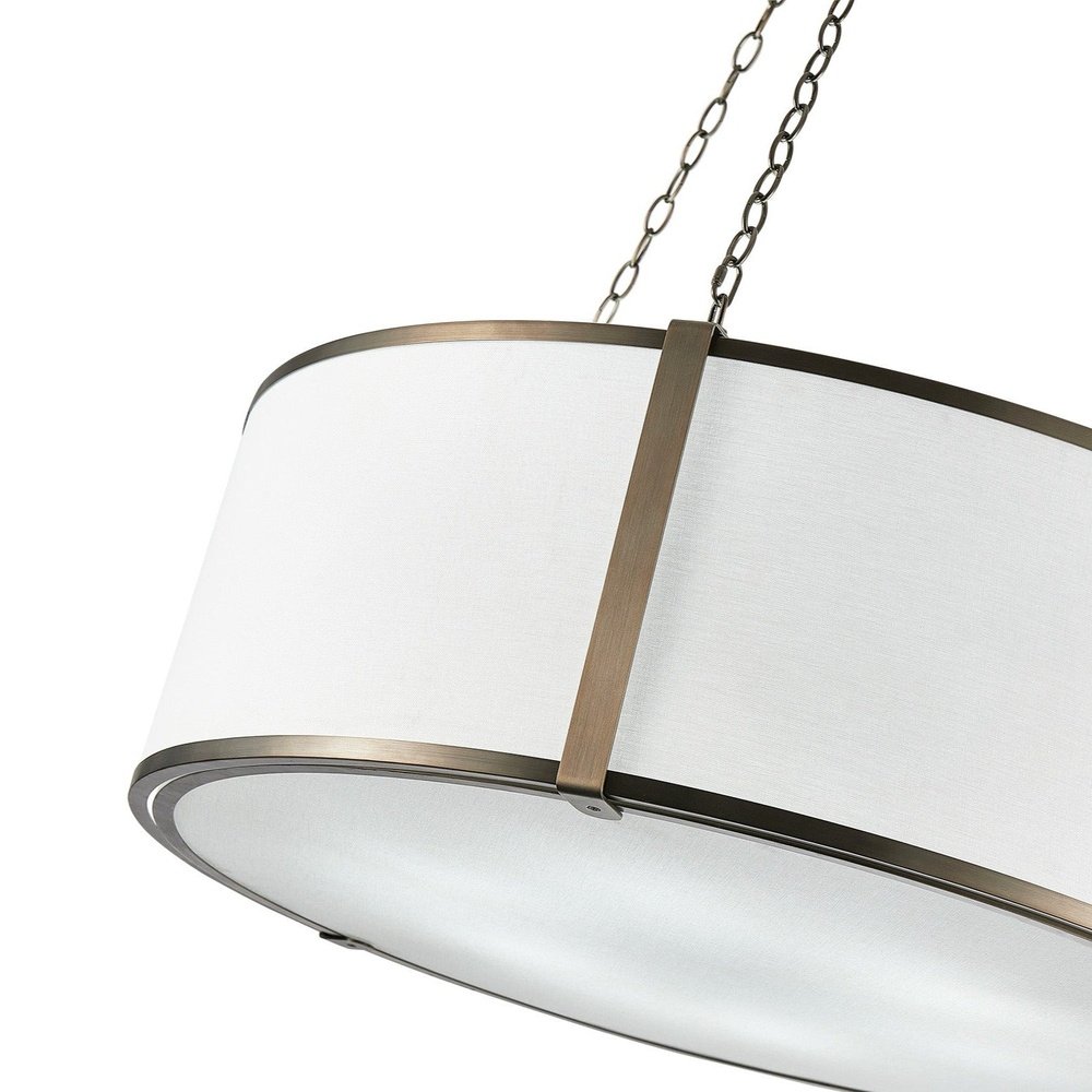 Product photograph of Liang Eimil Baltimore Pendant Lamp - Antique Brass White Linen from Olivia's.