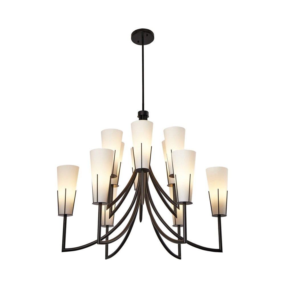 Product photograph of Liang Eimil Magestic Chandelier - Black White Glass from Olivia's