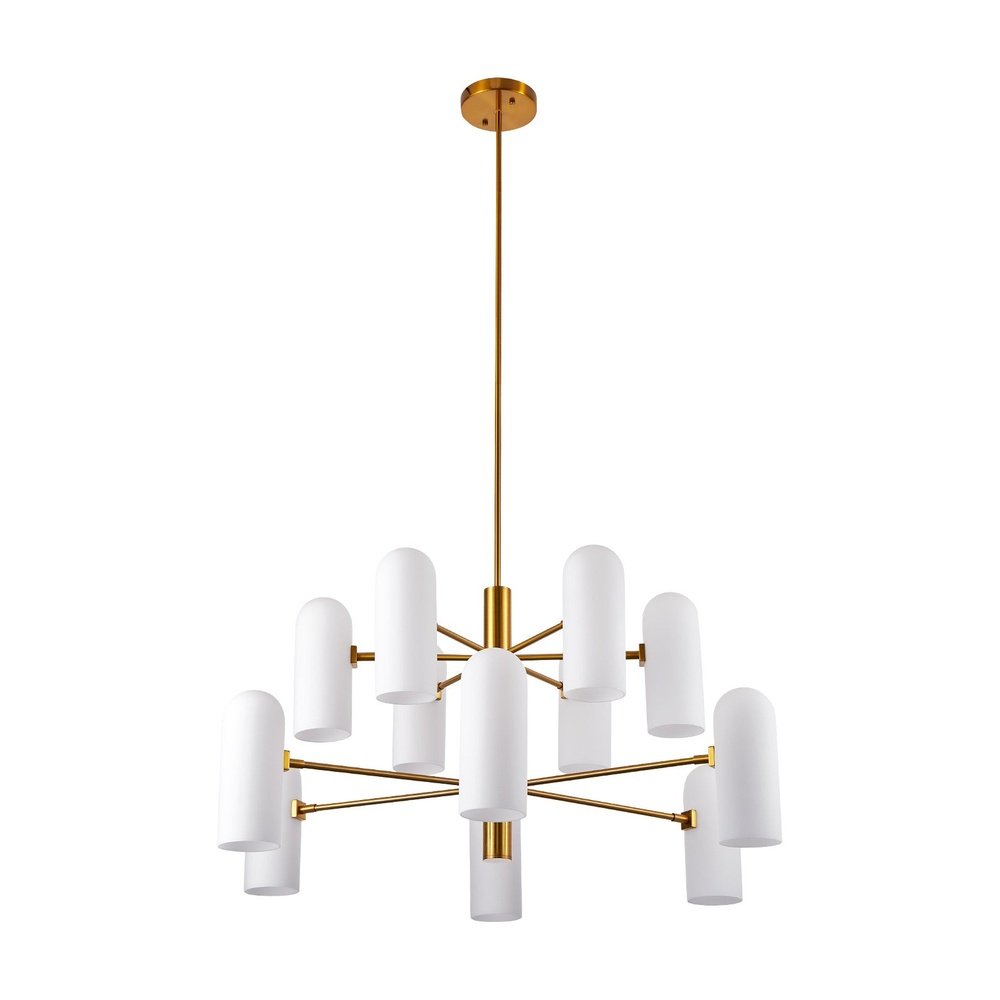 Product photograph of Liang Eimil Pawson Chandelier - Brass White Glass from Olivia's.