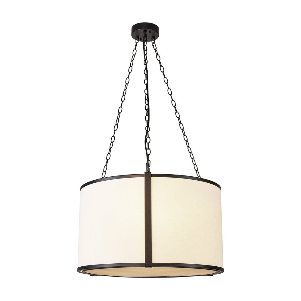 Product photograph of Liang Eimil Baltimore Pendant Lamp - Matt Black White Linen from Olivia's.