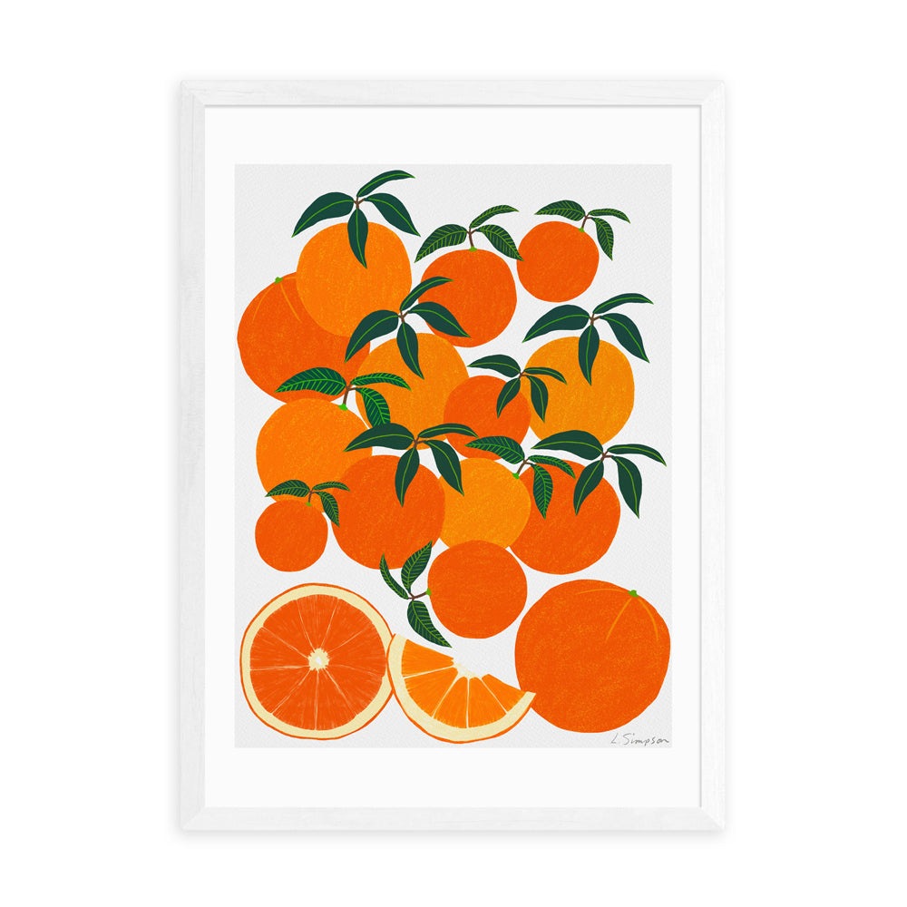 Product photograph of Orange Harvest By Leanne Simpson - A2 White Framed Art Print from Olivia's