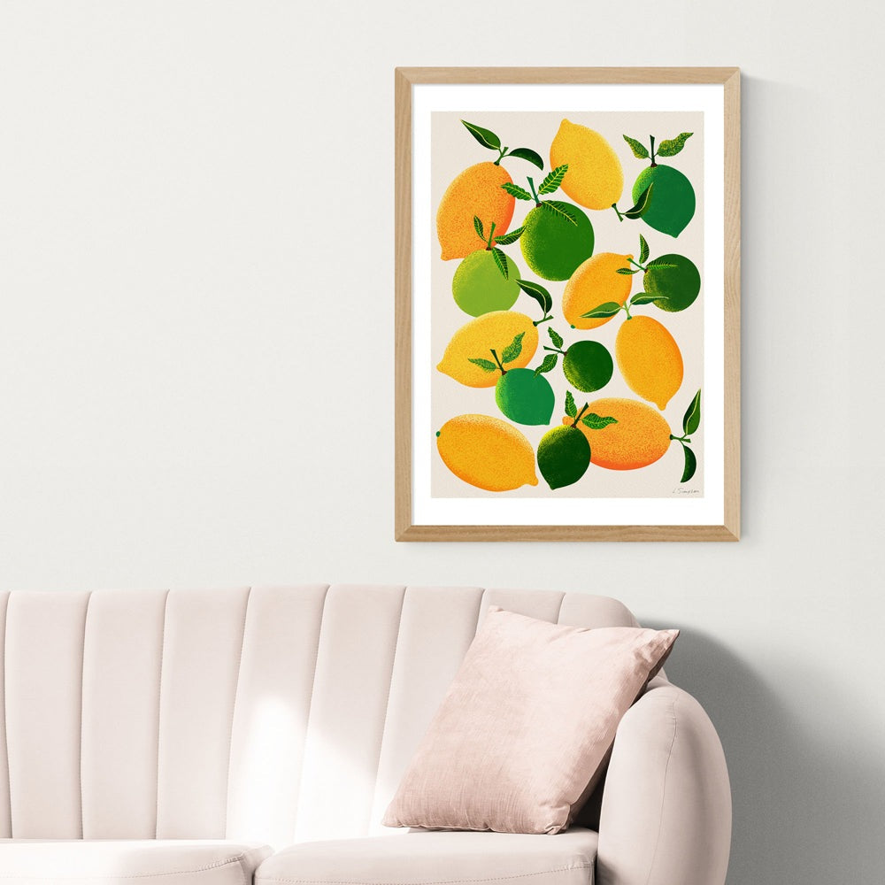 Product photograph of Lemons And Limes By Leanne Simpson - A2 Oak Framed Art Print from Olivia's.