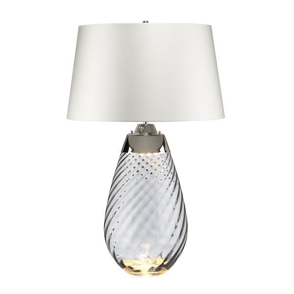 Product photograph of Elstead Lena 2 Light Table Lamp Smoke-tinted Glass And Off-white Shade Small from Olivia's