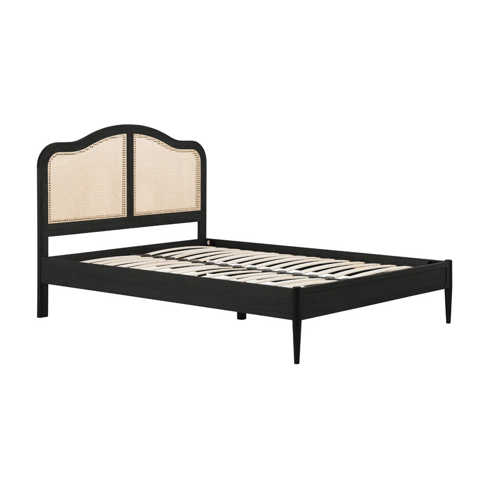 Product photograph of Olivia S Lincoln Rattan Bed In Black Double from Olivia's