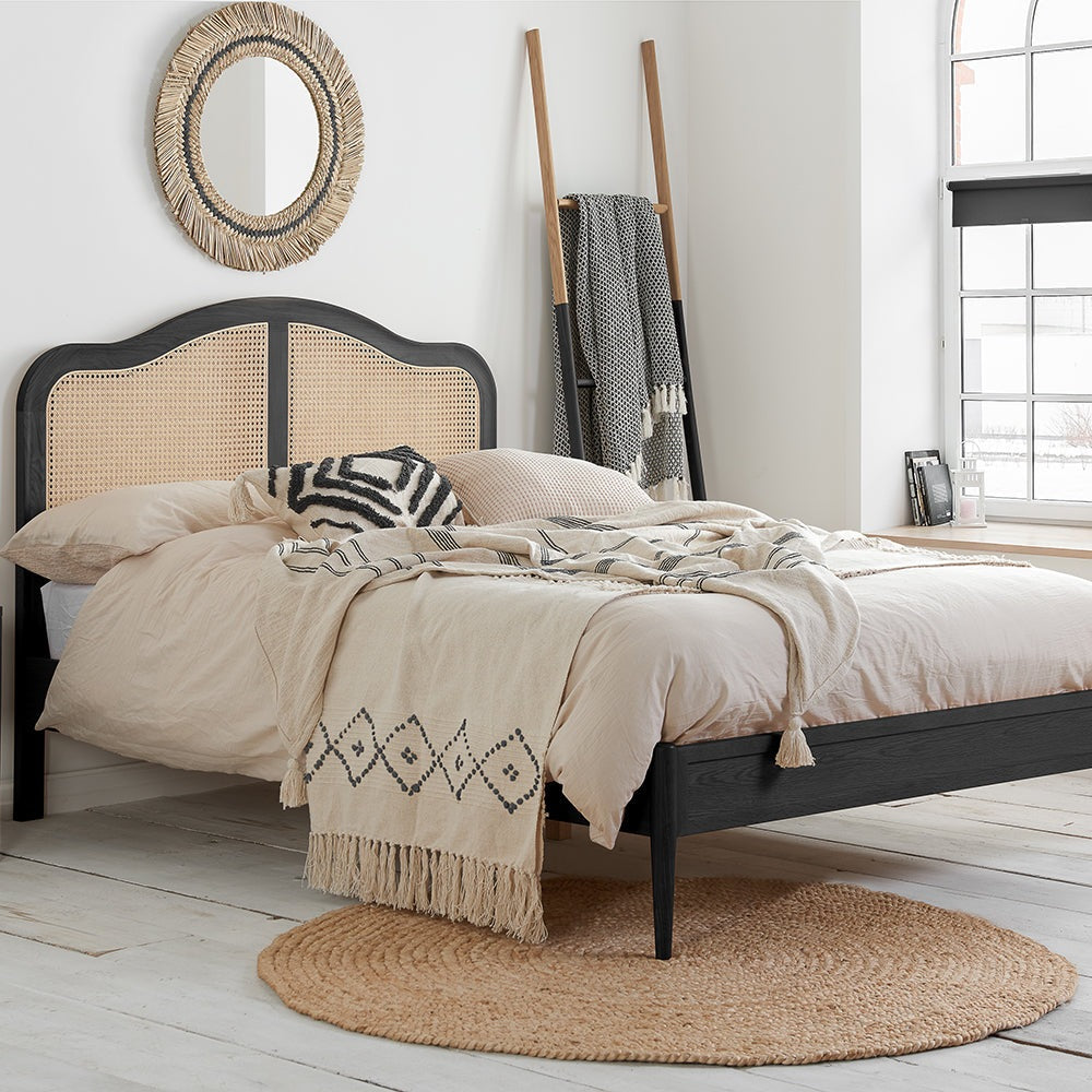 Product photograph of Olivia S Lincoln Rattan Bed In Black Kingsize from Olivia's