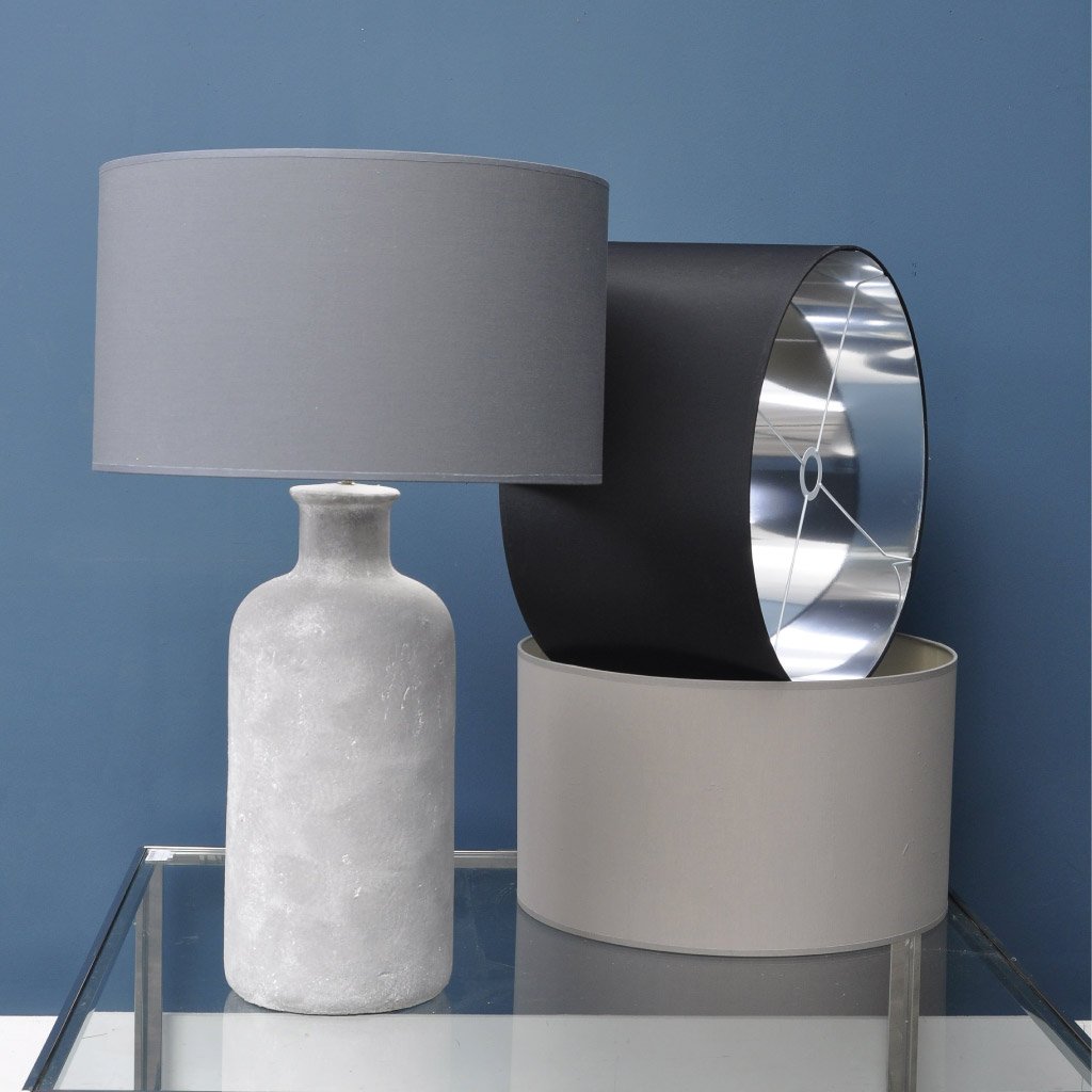 Product photograph of Libra Midnight Mayfair Collection - Lined Drum 20inch Lampshade Black And Silver from Olivia's.